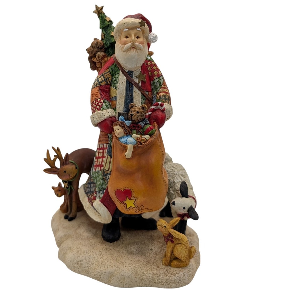 Lang and Wise Figurine Santas Generosity Patchwork Coat Box 1999 Ellen Stouffer - Picture 7 of 11